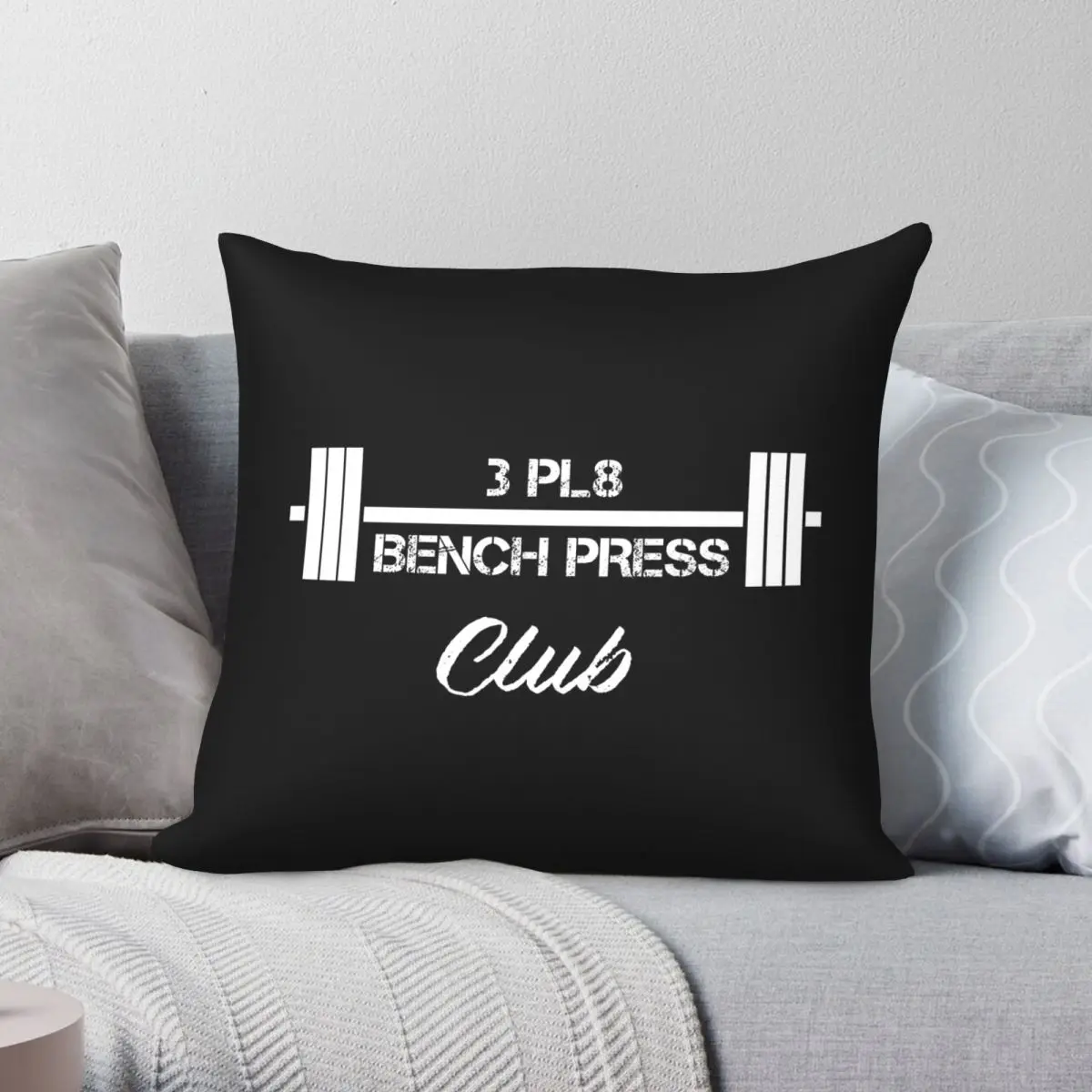 3pl8 Club Weight Lifting Square Pillowcase Polyester Linen Velvet Creative Zip Decorative Sofa Cushion Case 18