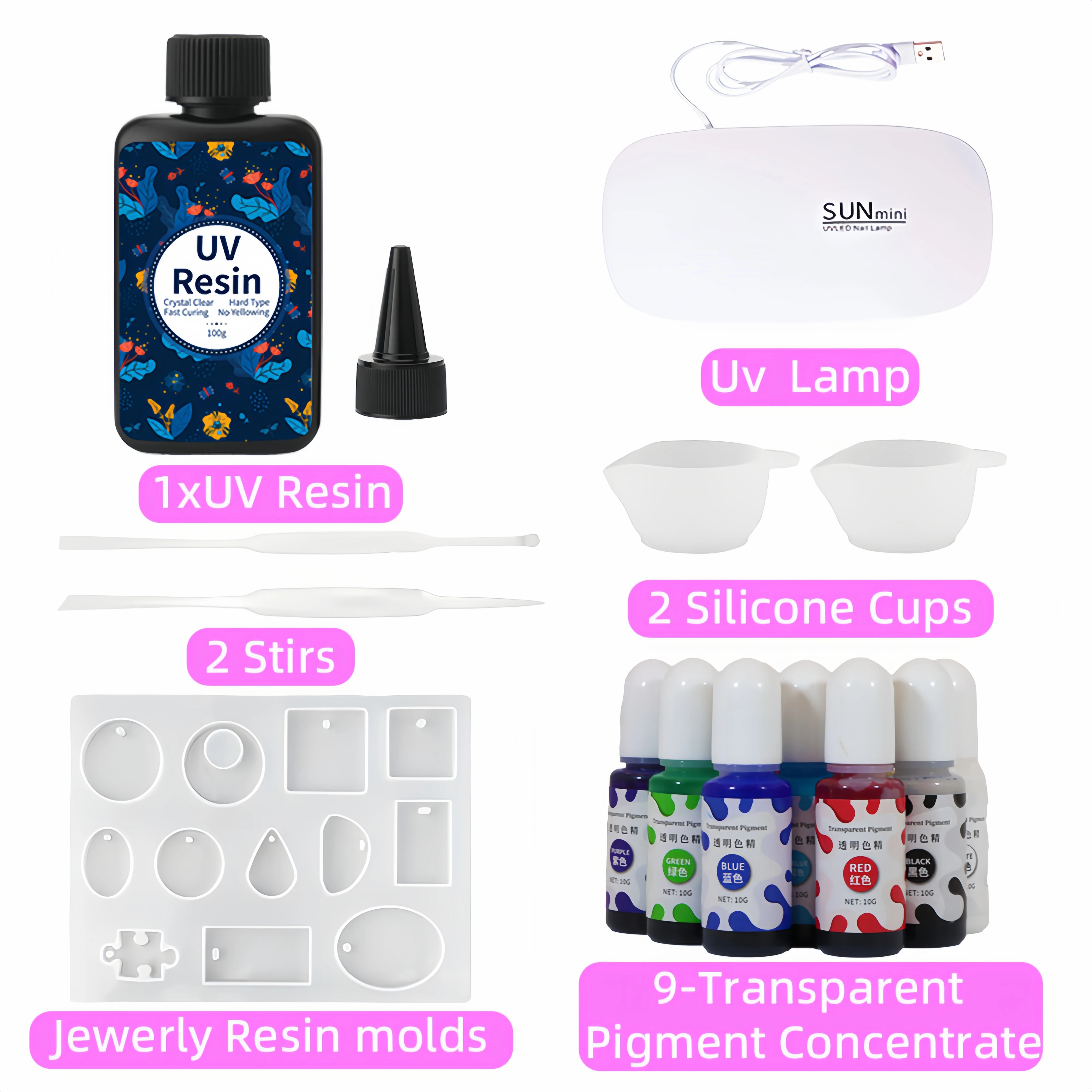 УФ-смола с УФ-светом - 200 г твердого типа кристально чистая модернизированная ультрафиолетовая быстроотверждаемая комплект для изготовления ювелирных изделий