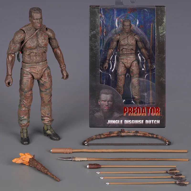 

Хит продаж: Фигурка NECA Predator Jungle Extraction Dutch (Шварценеггер), статуэтка, модель, украшение для рабочего стола, игрушка, подарок