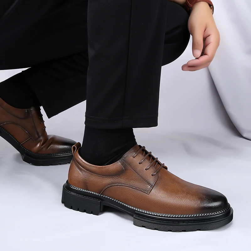 Zapatos formales de cuero para hombre, calzado de diseño minimalista a la moda para boda, fiesta al aire libre, Trabajo, Oficina, ocio, negocios, novedad