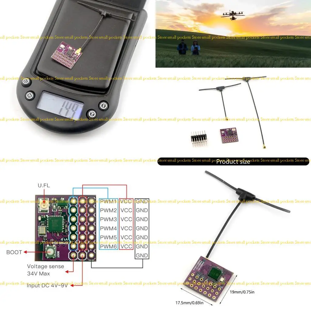 R1WD High Accuracy 6 Channel Unmanned vehicle Receiver with Lightweight PCB Design for Stable Transmission