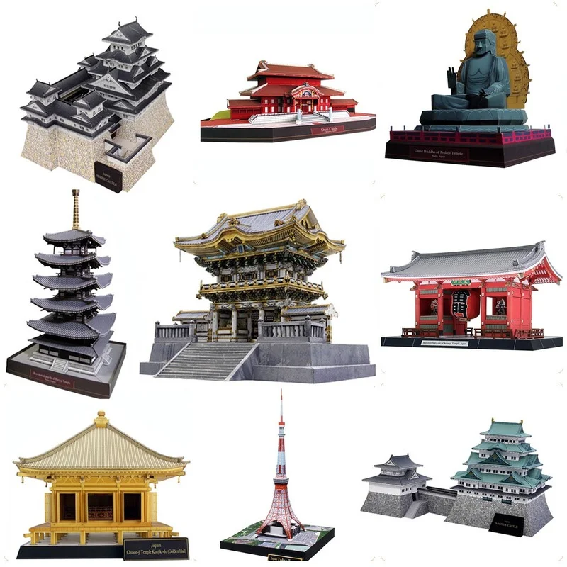 Japan Architecture Series Temple Tower Palace 3D Paper Model DIY Handmade Toy