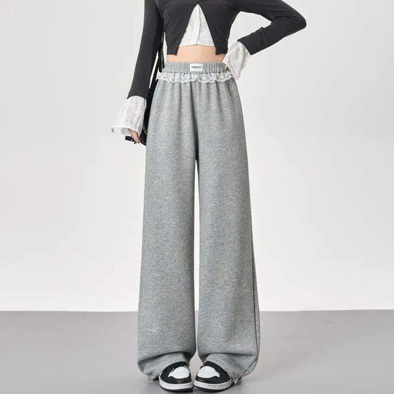 Otoño nuevo estilo pantalones de chándal de encaje coreano cordón elástico estilo ballet pantalones casuales