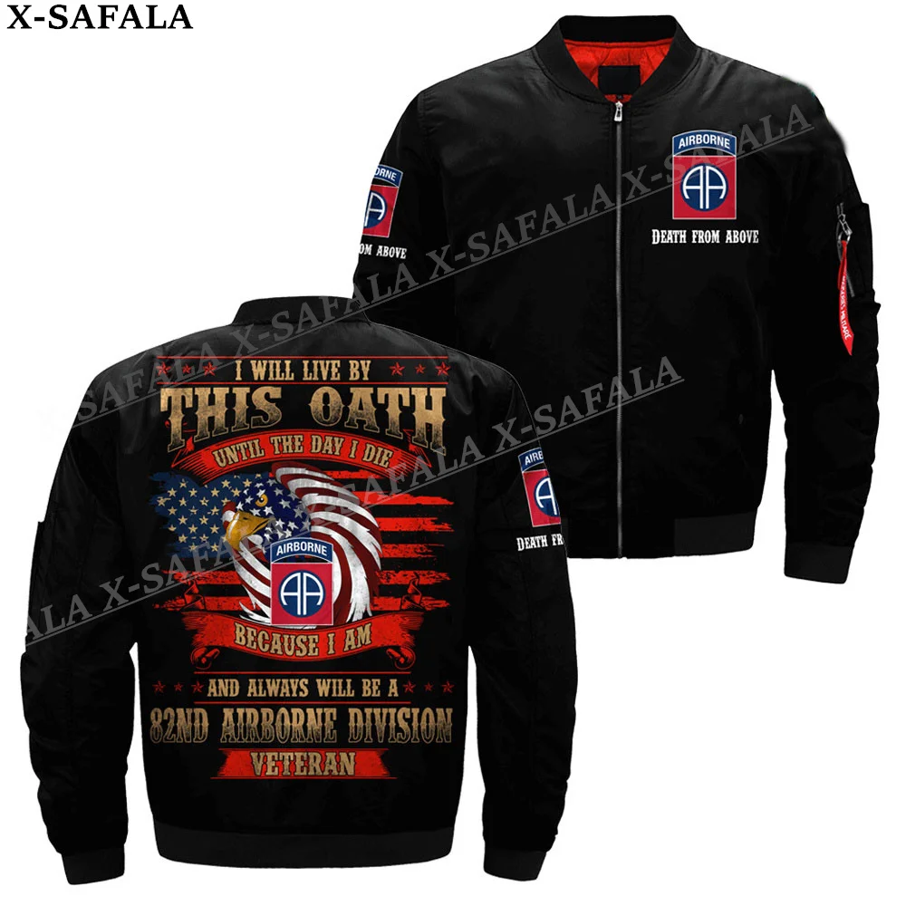 82ND AIRBORNE Division 3D Bomber Jackets Zipper Flight Jacket Casual Thick Coat Unisex Harajuku Women Streetwear-3