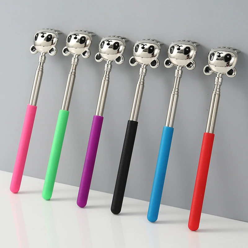 

Panda Six Teeth Stainless Steel Back Scratcher Telescopic Back Itching Relief Massager Portable For Old Man Household