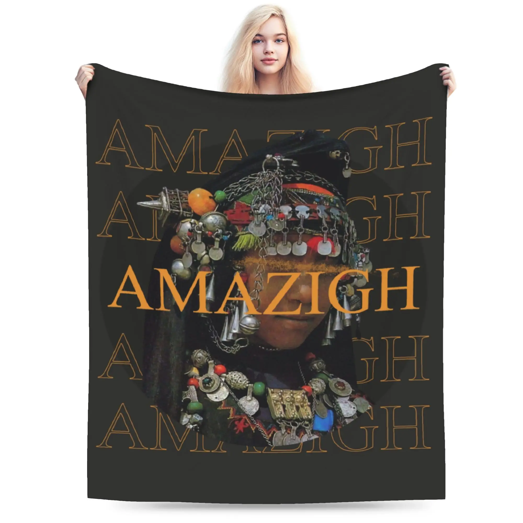 Custom Amazigh Souss Culture OF Amazigh Morocco Agadir Imazighen Blankets Warm Flannel  Throw Blanket for Bedding Travel Sofa
