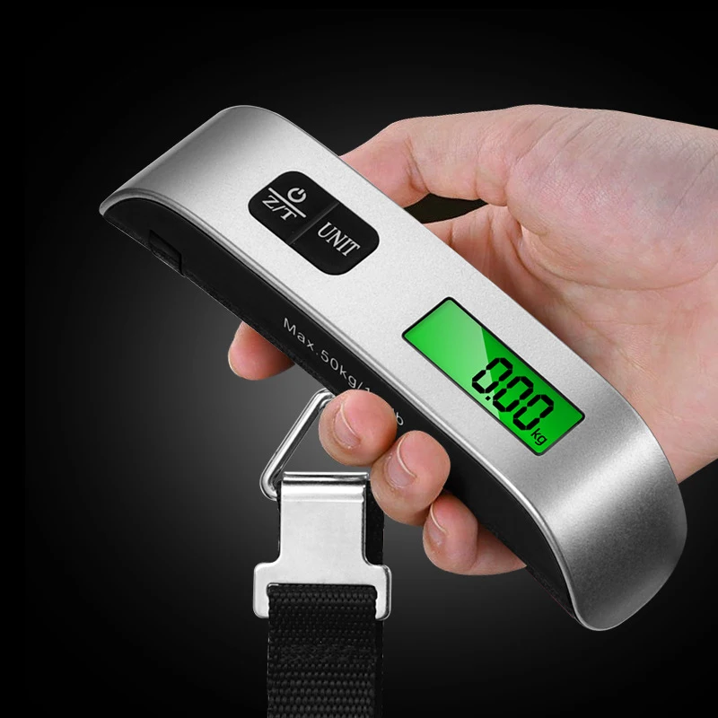 Tragbare Waage, digitales LCD-Display, 110 lb/50 kg, elektronisches Gepäck, hängender Koffer, Reisegewicht, Gepäcktasche, Gewichtsbalance-Werkzeuge