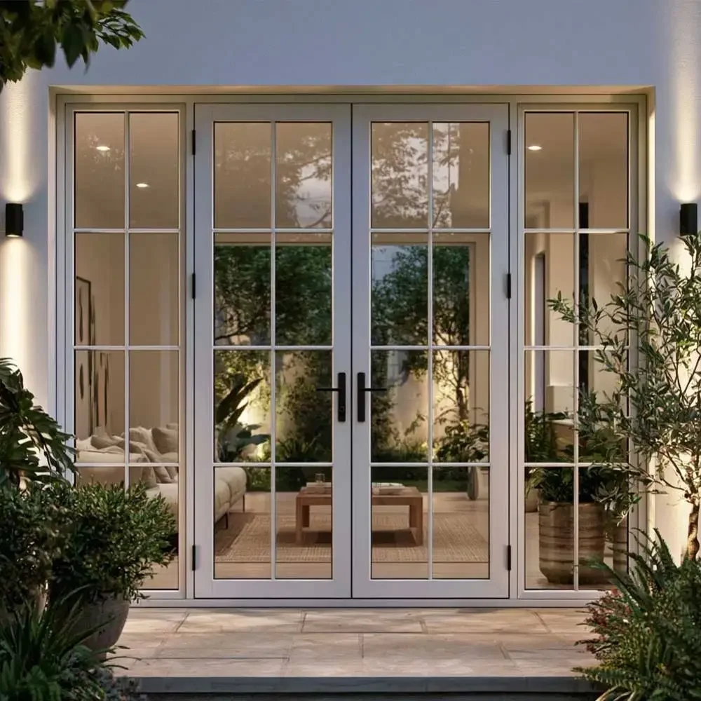Fashion Balcony Windproof Rainproof French Door Heavy Duty French Hinged Doors Affordable Soundproof French Double Doors