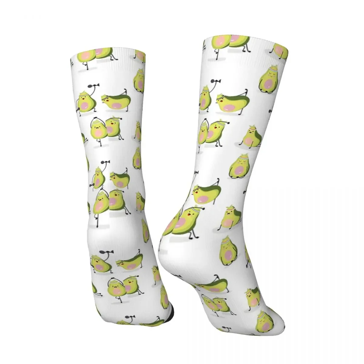 Hip Hop Vintage Yoga Poses Crazy Men's compression Socks Unisex Avocado Yoga Harajuku Pattern Printed Funny Novelty Crew Sock