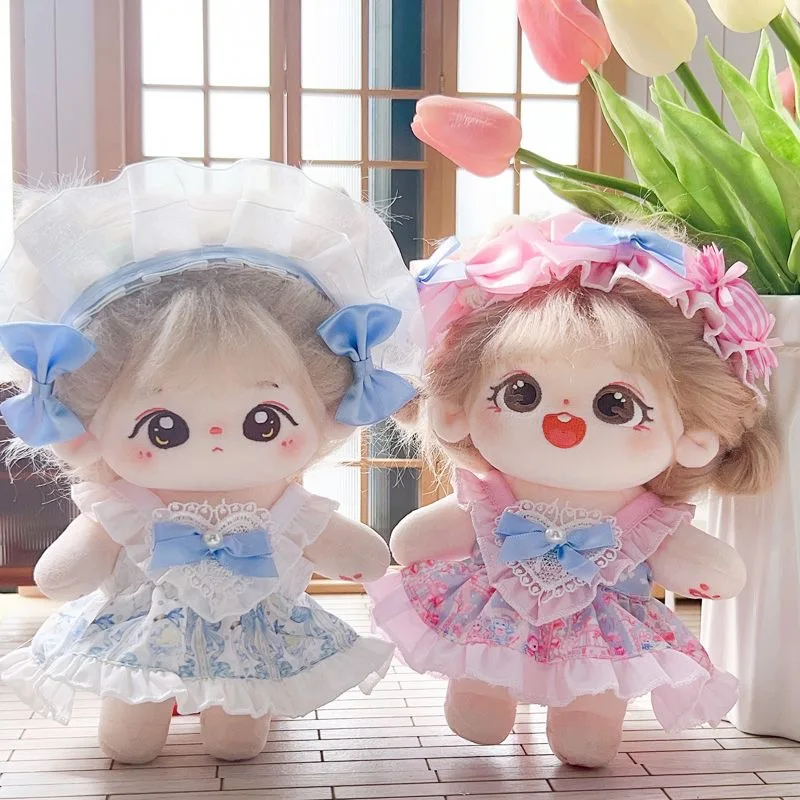 1Set 20cm Doll Clothes Cos Suit Maid Dress Headband Apron Headwear Plush Dolls Outfit Toys Baby Doll's Accessories