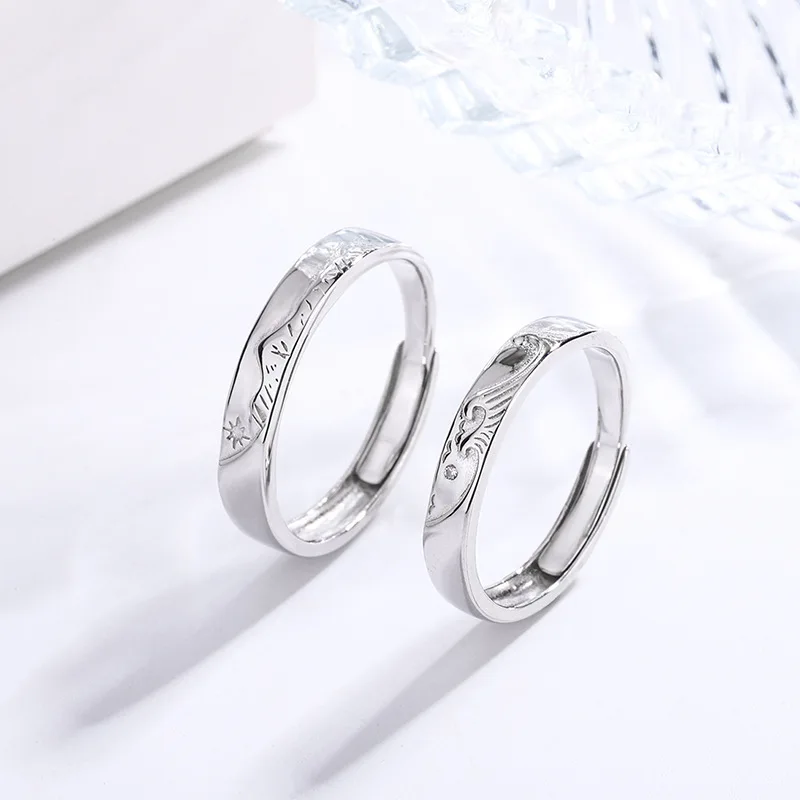 S925 Sterling Silver Shanmenghai Sworn Couple Ring: A Pair of Women and Men, A Small Group, Light Luxury Pair Ring, Student