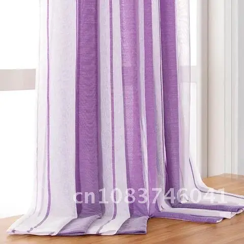 

Simple Striped Modern Tulle Curtains for Living Room Bedroom Kitchen Linen Window Voile Sheer Curtain for Window Tulle BILEEHOME