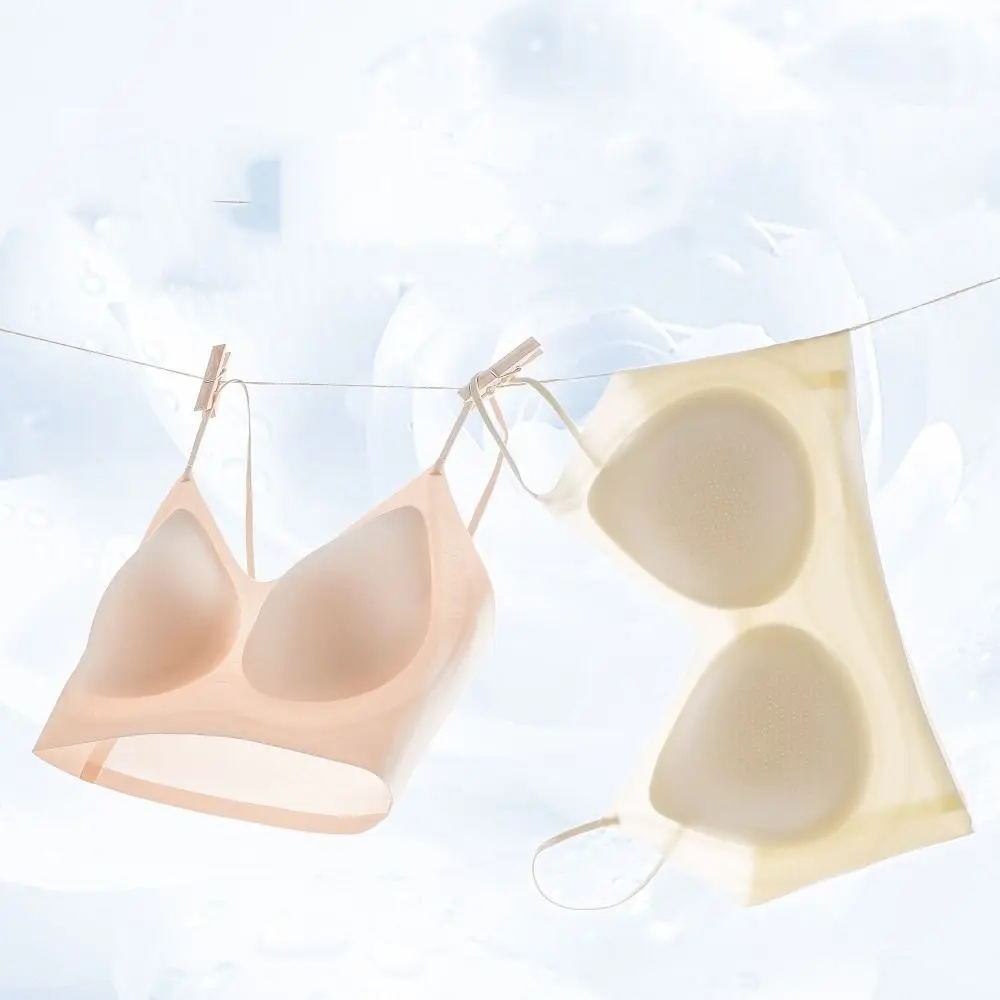 단색 충격 방지 무선 딥 V 브라 처짐 방지 란제리 심리스 브라 조절 가능한 브래지어 여성용