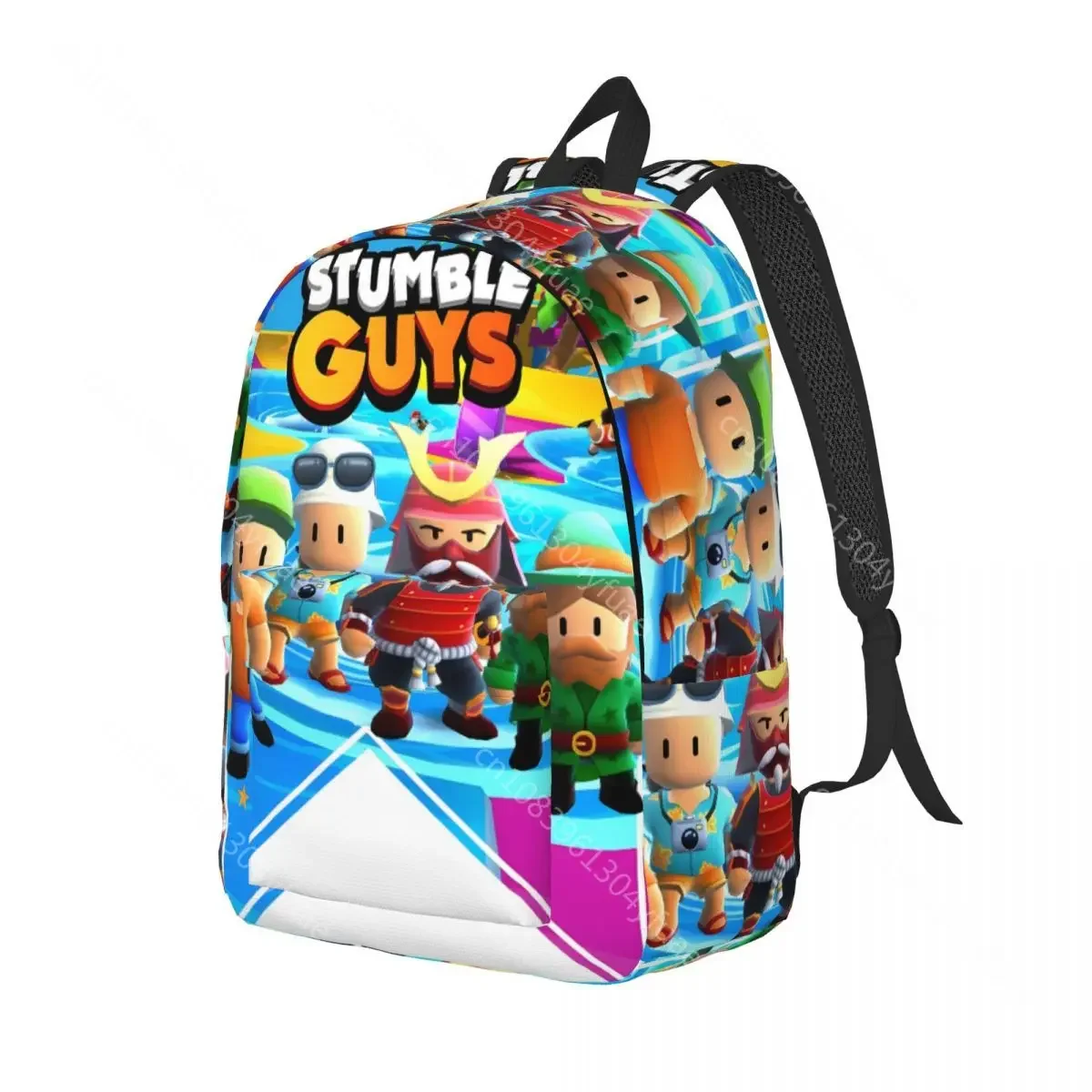 Stumble Guys Backpack Men Cartoon Print Backpacks Polyester Stylish High School Bags Daily Christmas Gift Rucksack