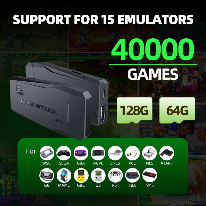 ممر لعبة فيديو وحدة التحكم 4K HD ألعاب الرجعية عصا ل Mame FBA PS1 ممر المحاكي مع عصا التحكم المزدوجة
