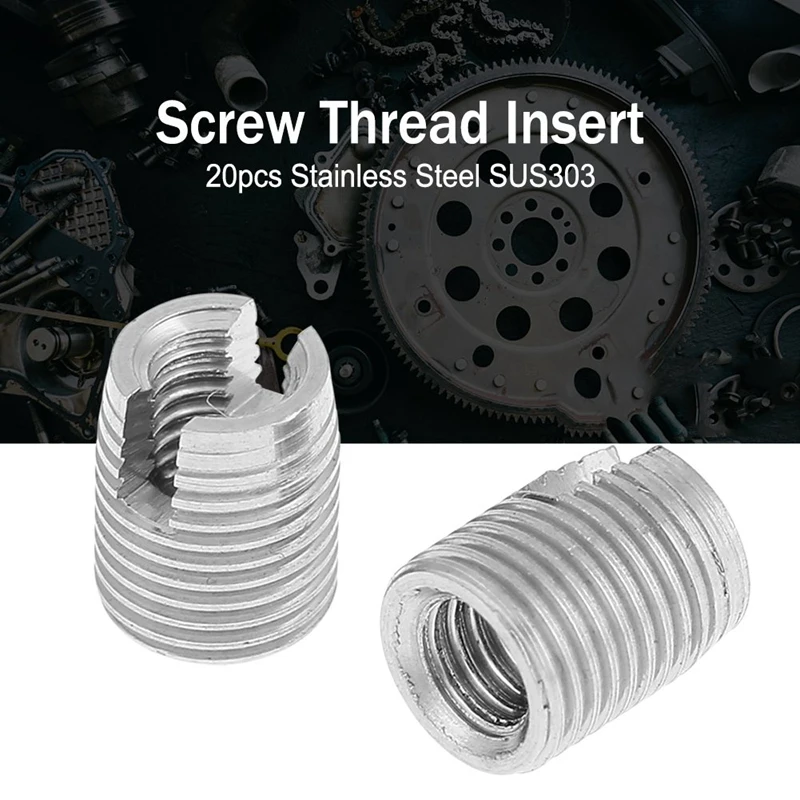 Kit de inserción de rosca autorroscante de acero inoxidable, 70 piezas, M2, M2.5, M3, M4, M5, M8, tornillo ranurado autorroscante