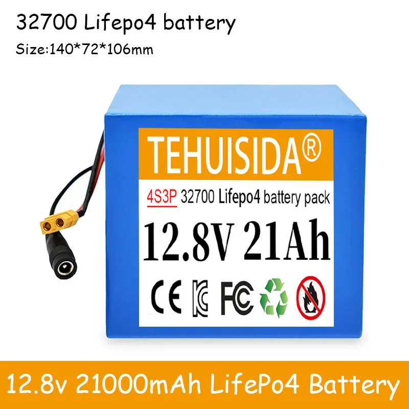 

32700 Lifepo4 Battery 12.8V Battery Pack 21Ah 4S3P Built-in 40A Balanced BMS for Electric Boat and Uninterrupted Power Supply