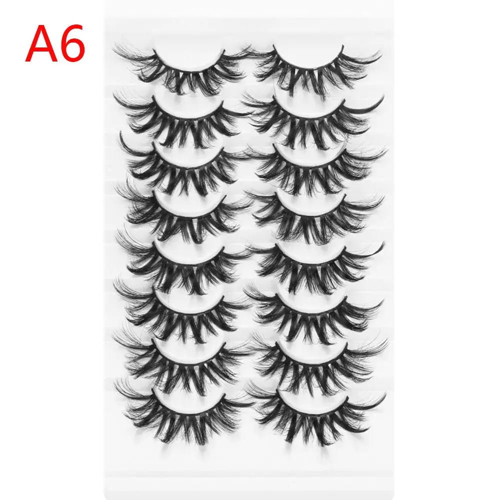 

SKONHED 8 Pairs Woman Long Natural Wispies Fluffy Eye Makeup Tools Eye Lash Extension Full Volume Thick False Eyelashes 3D Mink
