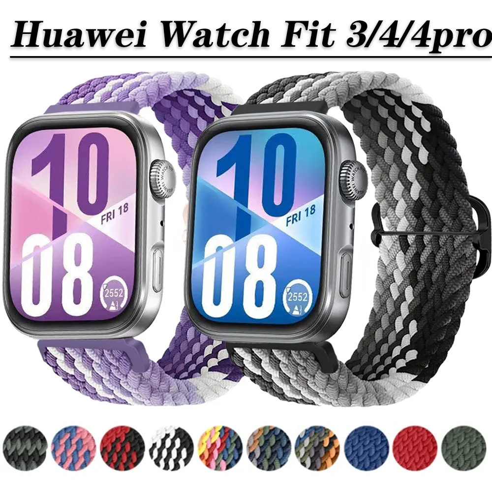 Nylon Elastic Braided Loop Strap for Huawei Watch Fit 4/4pro Bracelet Wristband Belt for Huawei Watch Fit 3 4 Sports Band Correa