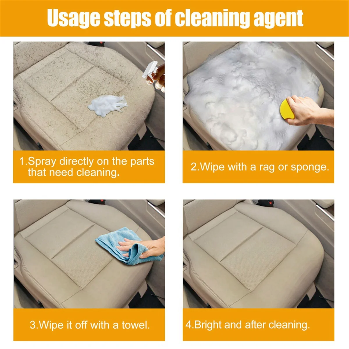 Automobile Interior Multi-Purpose Foam Cleaner Leather Seat Cleaner Foam Cleaner for Stain Removal Foam Maintenance