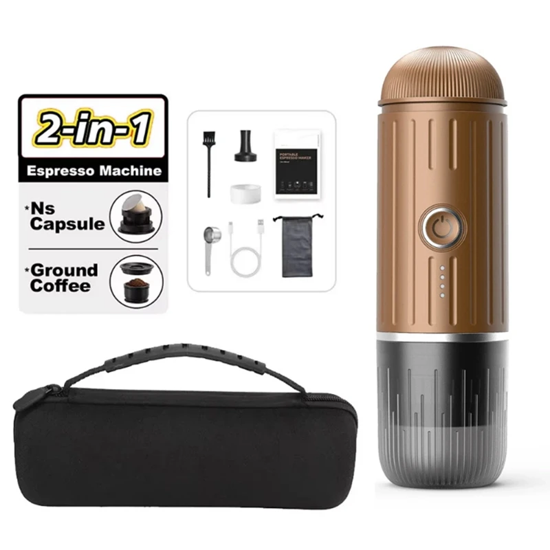 2 in 1 Capsule Powder Travel Coffee Maker Electric Espresso Coffee Machine for Car & Home Camping Coffee Maker Coffee-A50M