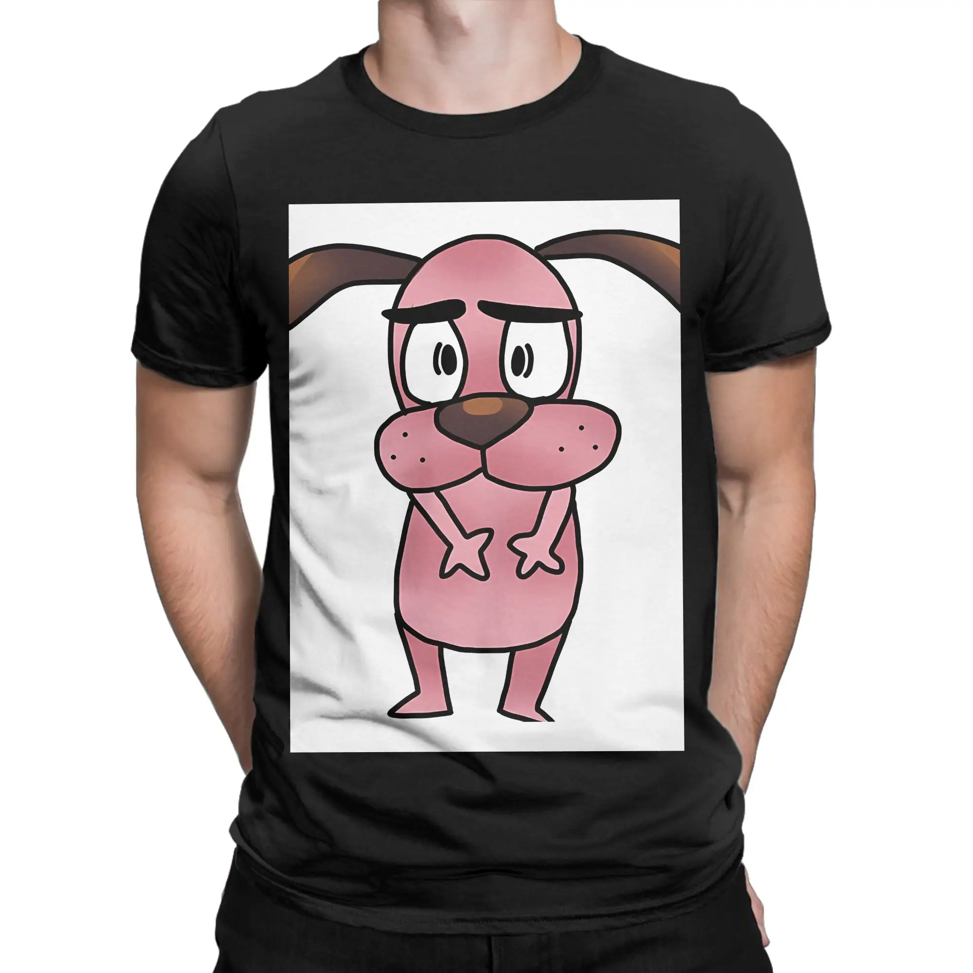 cCourage The Cowardly Dog cute Graphic 100% Cotton T-Shirt cCourage the Cowardly Dog Tops Tees For Men