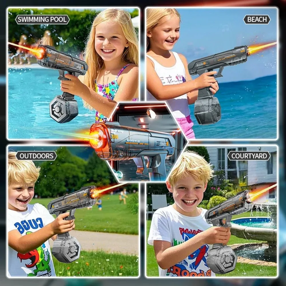 Pistola de água elétrica de verão, brinquedo completo automático, tiro, pistola de água, brinquedo para crianças ao ar livre, praia, luta, menino, aniversário, presentes de natal