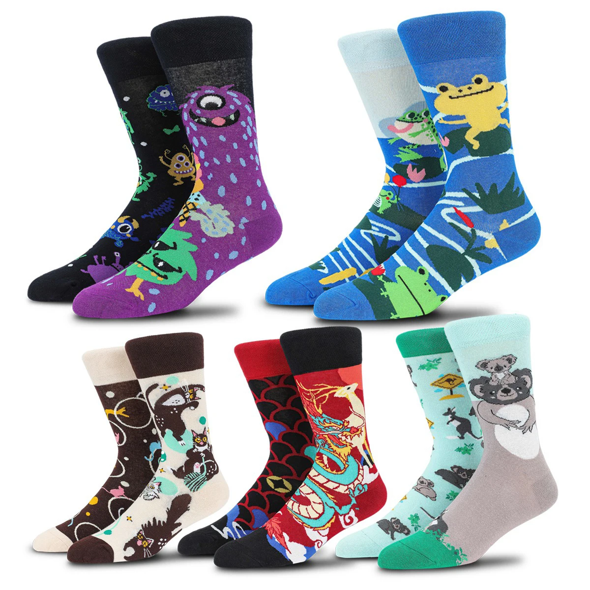 Fun Mens dress Socks Colorful Crazy Cool Funny Socks Animal AB Edition Patterned Funky Novelty Socks Size 7-11.5