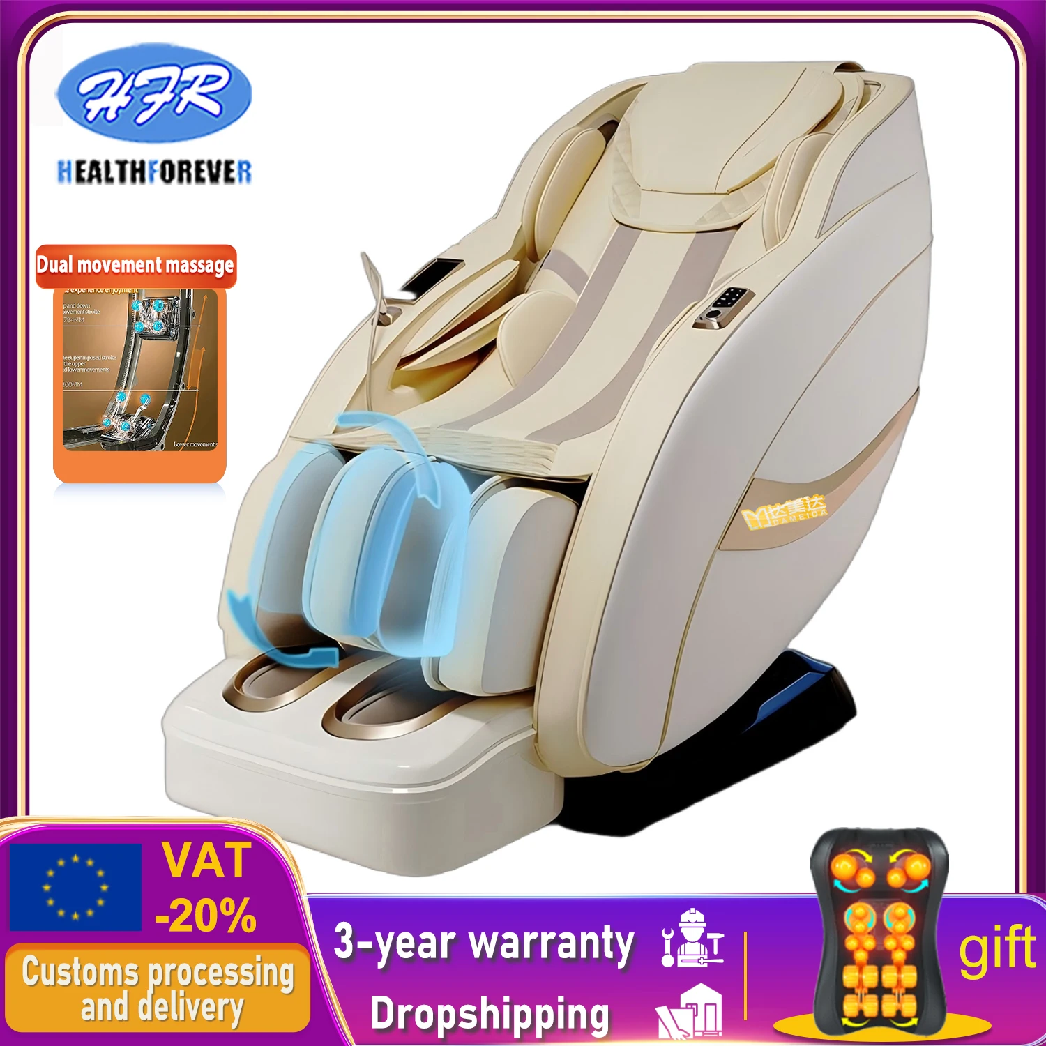 

massage chair full body zero gravity Dual-core 4D SL-Track Airbag foot roller AI Voice Control Heating Bluetooth 3 year warranty