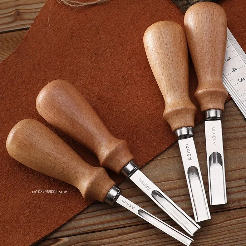 Практичное кожевенное ремесло, кожевенное режущее устройство, кожевенный резак A4mm A6mm A8mm A10mm, ручной режущий инструмент «сделай сам» с деревянной ручкой