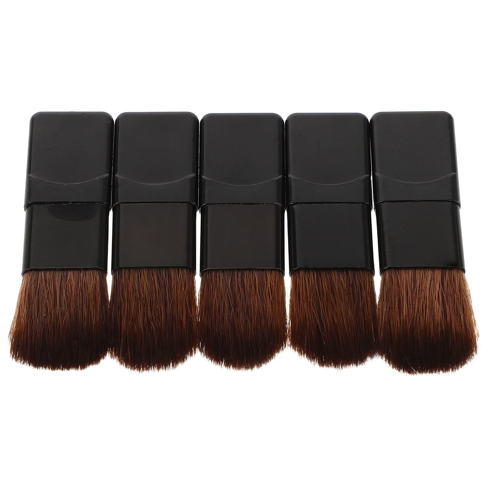 

5pcs Makeup Brush Set Small Flat Blush Brush Mini Foundation Applicator Soft Fiber Bristles For Travel Daily Use Portable Beauty