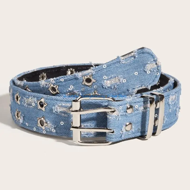 

E56A Unisex Teens Women Washed Belt Adjustable Belt for Dress Skirt Coat Decors