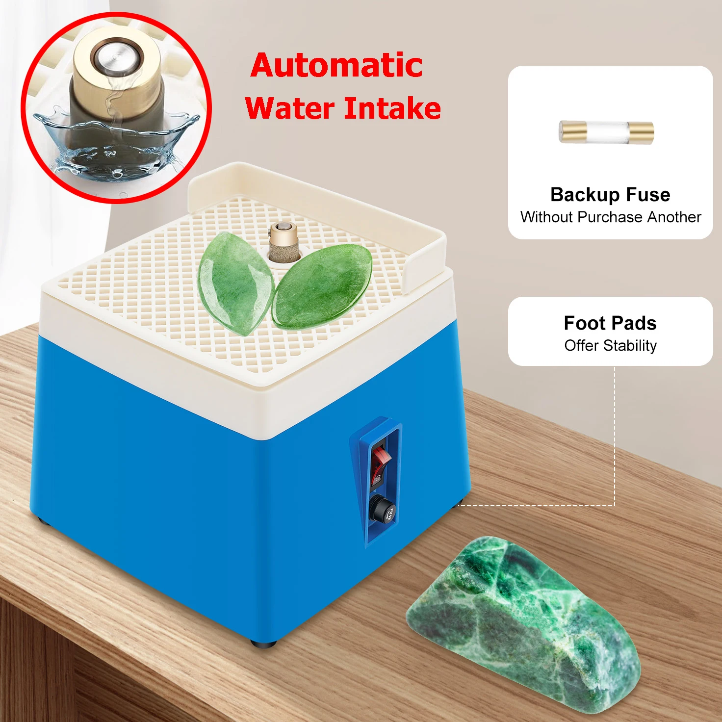Broyeur de vitrail 220V, tête amovible, alimentation automatique dans l'eau, Mini Machine de polissage Portable pour céramique, Jade, 65W