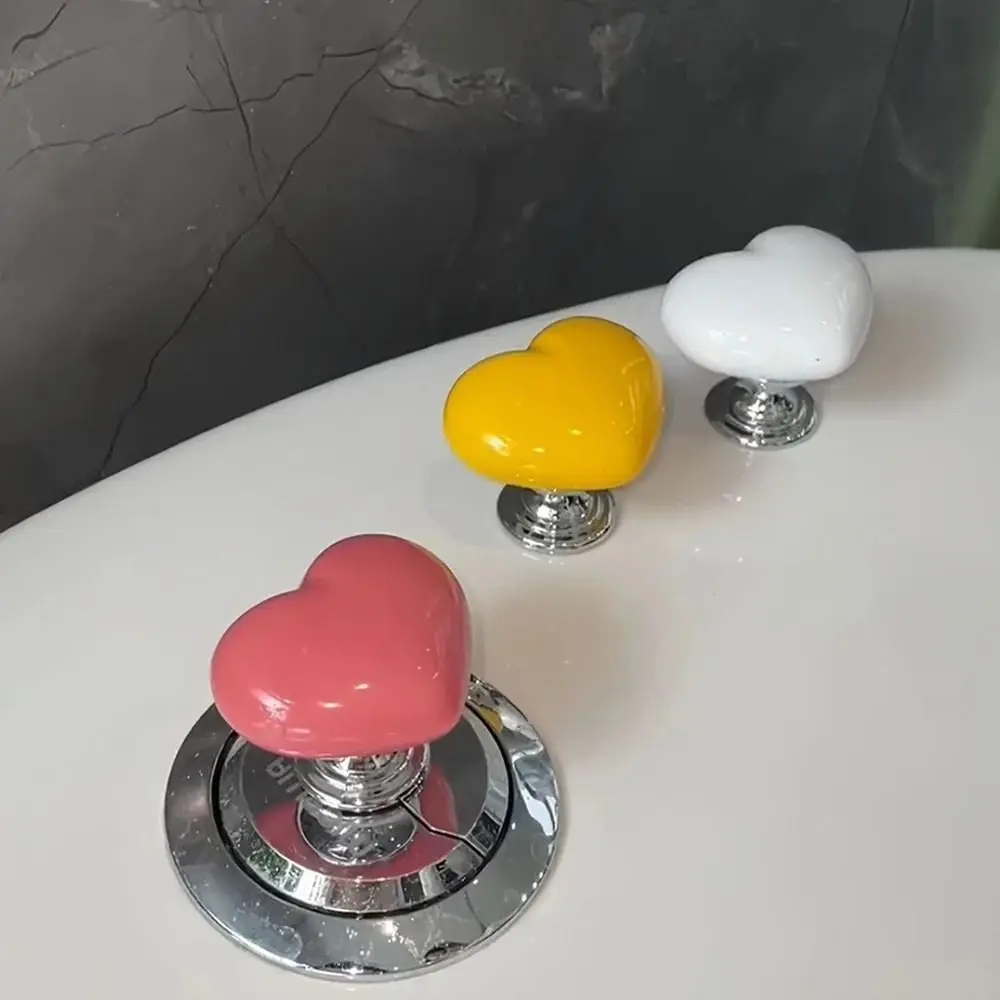 2pcs Nail Protector Toilet Press Creative Colorful Love Toilet Button Heart Shaped Water Press Flush Button Bathing Room Decor