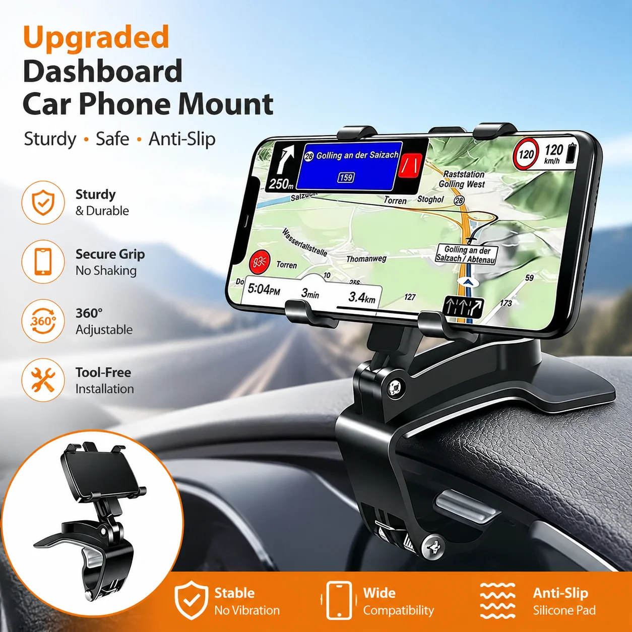 

Car Cell Phone Holder Dashboard Car Clip Mount GPS Display Bracket Navigation Bracket Car Cell Phone Holder for Audi