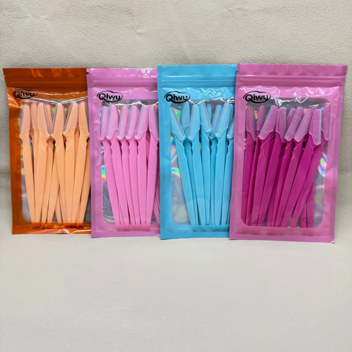 Qiwu 12 pçs sobrancelha segurança navalha mulher maquiagem trimmer lâmina barbeador portátil rosto navalha olho sobrancelha depilação cortadores de remoção de pêlos