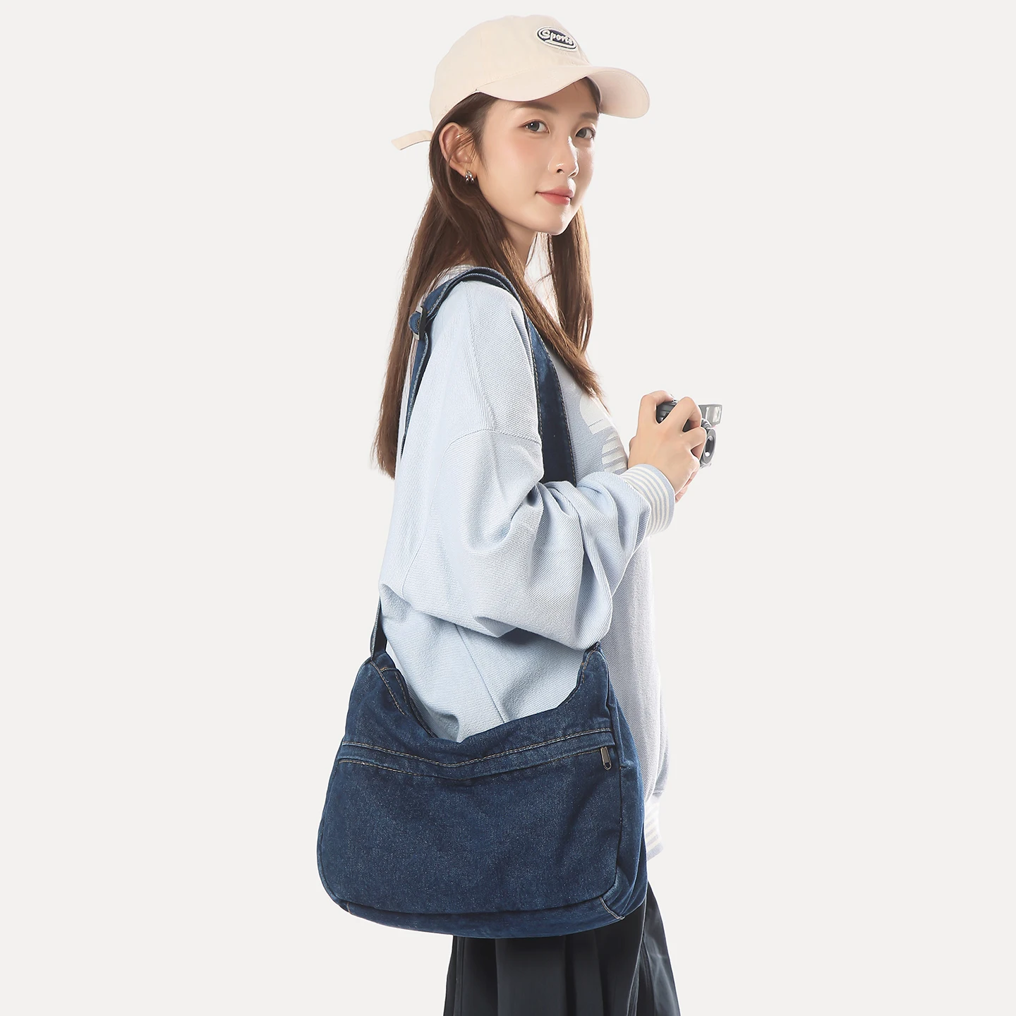 

Однотонная джинсовая женская сумка, школьная сумка на плечо, джинсовая сумка-мессенджер, эко-сумка Y2K, корейские ранцы, сумка-шоппер, универсальная сумка