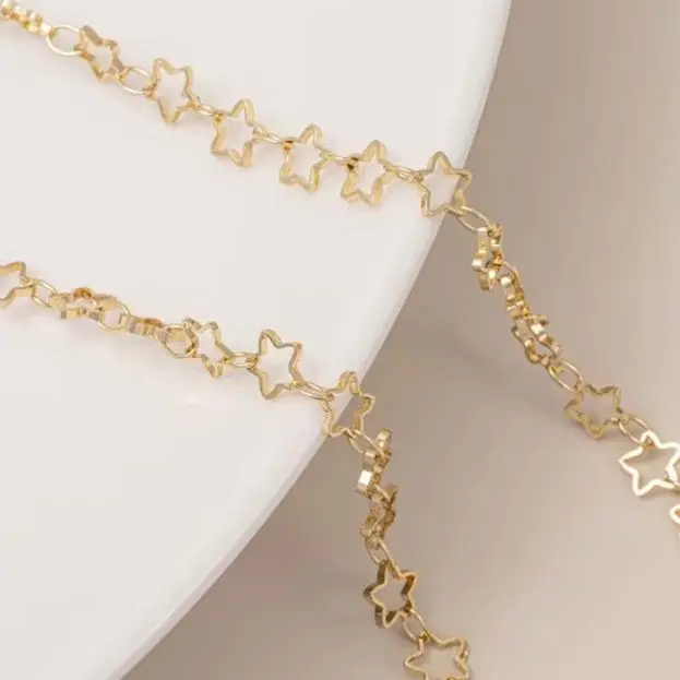 

14K Genuine Gold 5mm Small Five-pointed Star Chain for Handmade Bracelet Necklace DIY Accessory Material Star Loose Chain