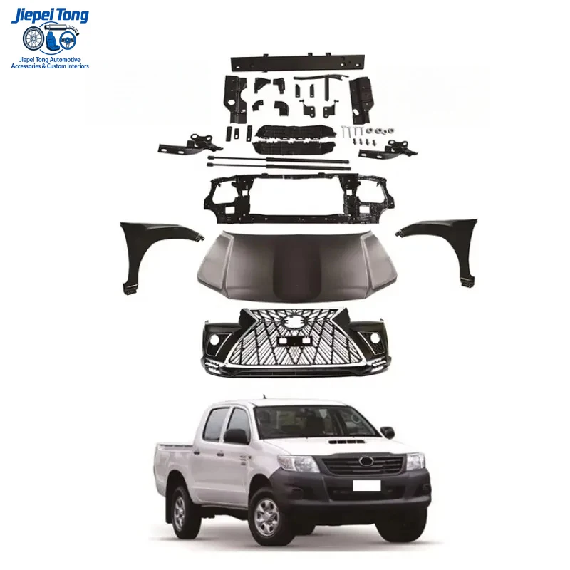 

suitable for Toyota Hilux 2005 - 2016 Upgrade To Lexus Look Full Set Front Bumper Hood Headlight Fender Body Kit