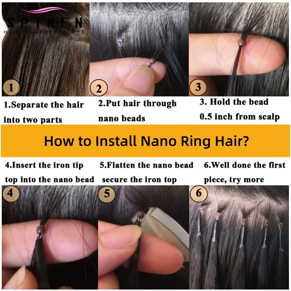 Micro Ring link estensioni dei capelli capelli umani 12 "16" 20 "24" biondo dritto Nano perline capelli 50 pz naturale 100% capelli umani SPIKFN