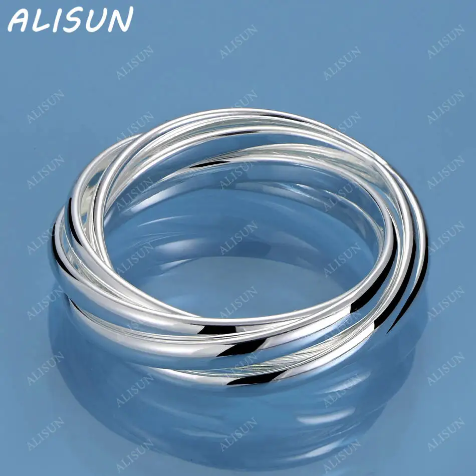 

ALISUN 925 Sterling Silver Five Circles Around Ring For Women Men Fashion Jewelry Charm Grace Noble Wedding Accessories