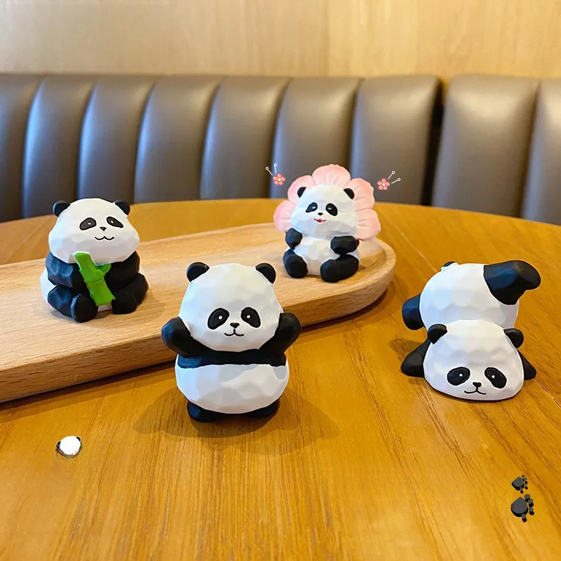 Baimao Original Resin Wood Carving Panda Decoration Creative and Refined Panda Flower Home Desktop Decoration Decoration