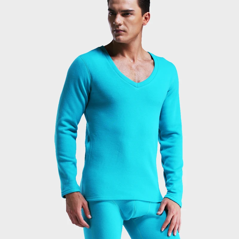

Autumn and Winter Men's Thickened and Velvet Winter V Neck Tight-Fitting Cotton Autumn Clothes and Long Trousers Thermal Intim