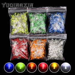 Assorted led diodo kit, 3mm, branco, verde, vermelho, azul, amarelo, laranja, rosa, roxo, branco quente, diy, 100pcs