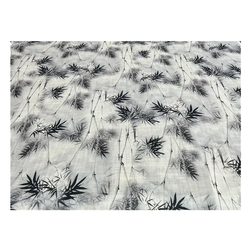 

1yard High quality pure ramie fabric bamboo print tissu Clothing Dress cheongsam fabric for material