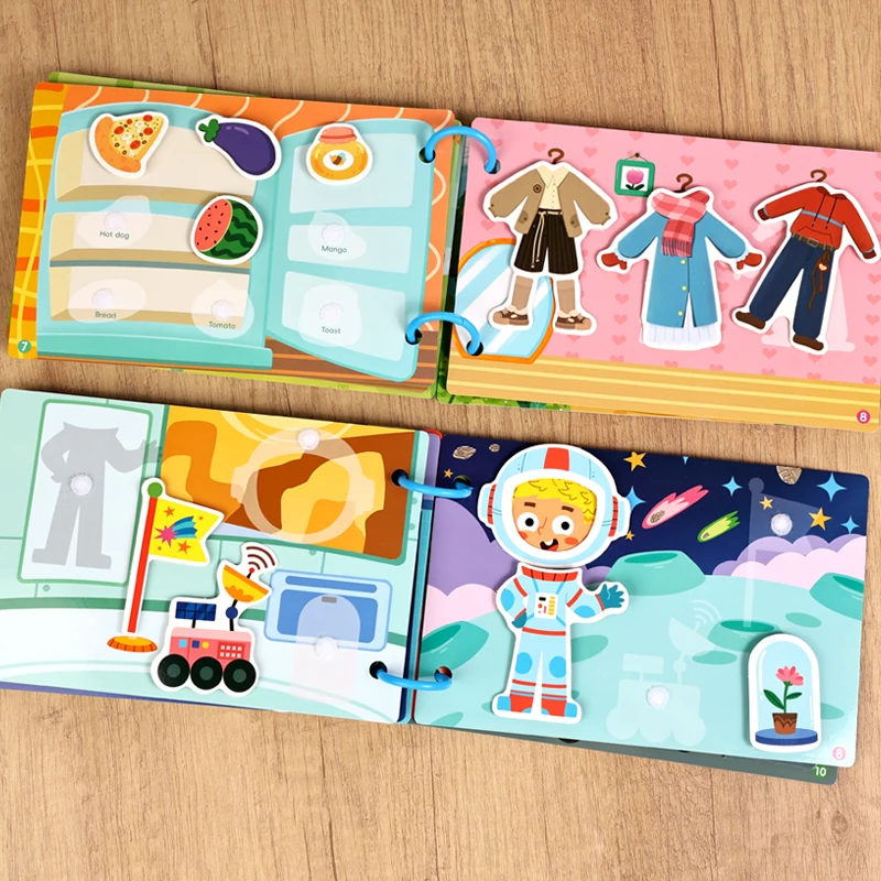 Montessori Busy Book Kids Quiet Book Reusable Sticker Matching Game Educational Theme Preschool Learning Books