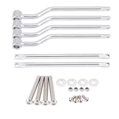 Imagen 2 del producto Bolsa de sillín ajustable de acero cromado para motocicleta, barra de soporte, soporte de montaje lateral apto para Kawasaki Honda Yamaha Suzuki Harley