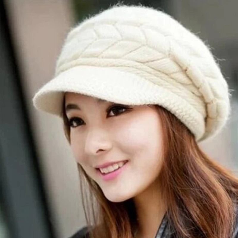 Fashion hangat wanita musim dingin, topi baret kepang longgar rajut Crochet, topi Beanie Ski warna polos 2024, topi rajut lucu