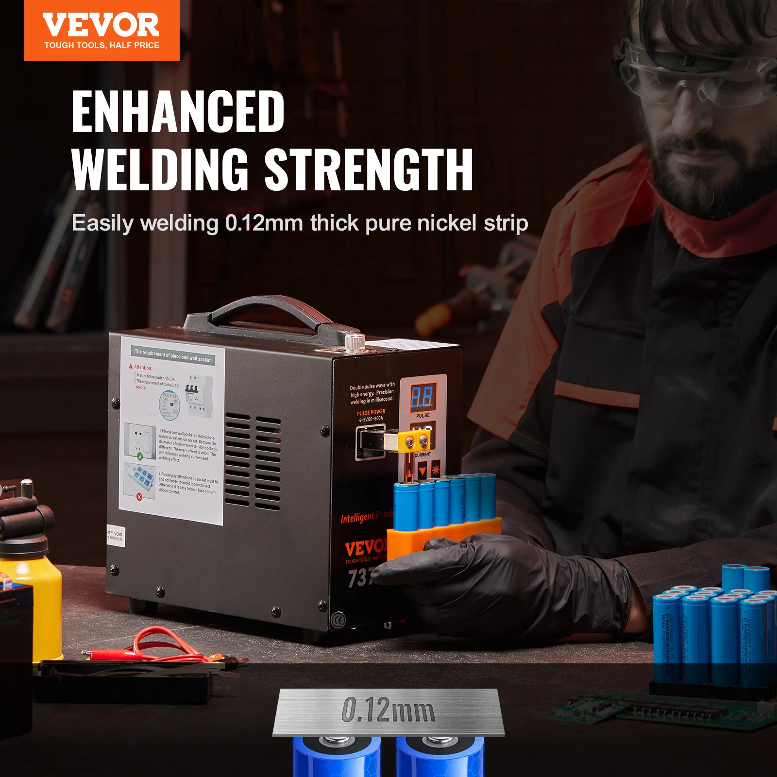 VEVOR 737G Spot Welder Portable Battery Welding Machine Soldering Station W/ 2 Welding Modes LED Lighting for 18650 Battery Pack