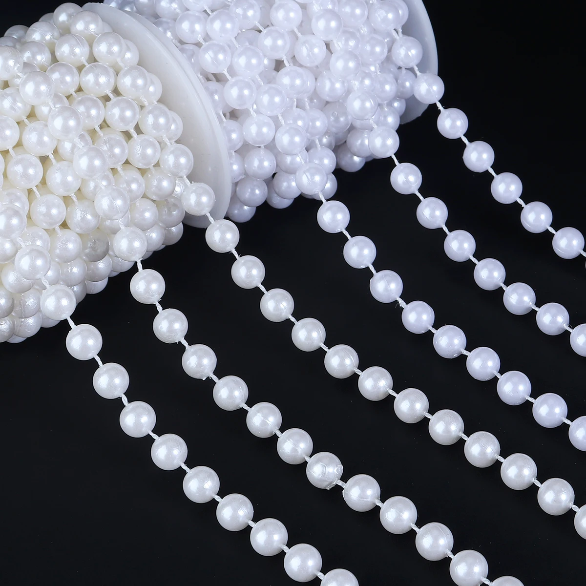 5yards/roll Imitation Pearl Chain White 3-12mm Round Beads Chain for Home Wedding Clothing Decoration Jewelry Making Accessories